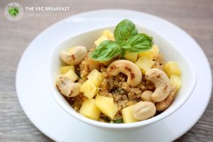 The Veg breakfast with quinoa & cashewnut, pineapple at The Veg - Organic Vego and Tea in Hanoi