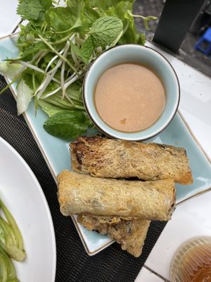 Great spring  rolls not oily   at The Veg - Organic Vego and Tea in Hanoi