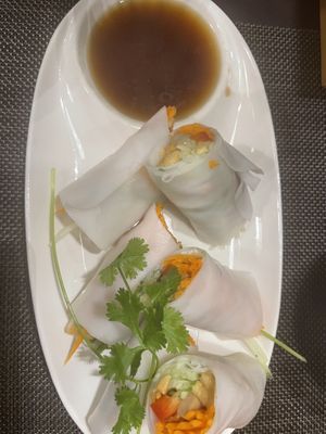 Spring rolls really good  at The Veg - Organic Vego and Tea in Hanoi