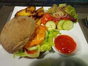 Carot and corn burger at The Veg - Organic Vego and Tea in Hanoi