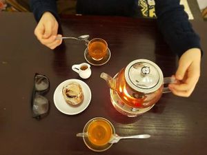 Chocolate mousse and brown rice teapot at The Veg - Organic Vego and Tea in Hanoi