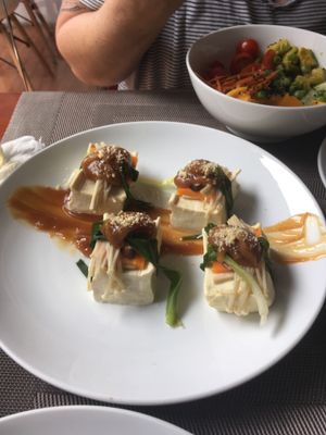 Tofu with peanut sauce.. awesome taste  at The Veg - Organic Vego and Tea in Hanoi