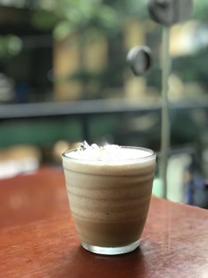 Iced coconut coffee made vegan  at The Veg - Organic Vego and Tea in Hanoi