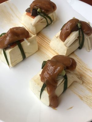 Steamed tofu in peanut butter sauce at The Veg - Organic Vego and Tea in Hanoi