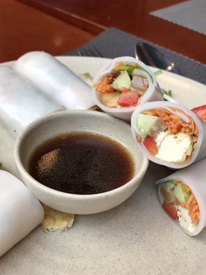 Fresh noodle rolls at The Veg - Organic Vego and Tea in Hanoi