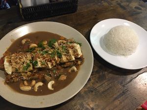 Mapo tofu with coconut rice at The Veg - Organic Vego and Tea in Hanoi