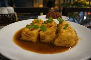 Tofu with vegetables (fried and fat!!) at The Veg - Organic Vego and Tea in Hanoi