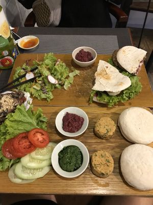 Breakfast falafel (front) and Red Bean Sandwich (back) at The Veg - Organic Vego and Tea in Hanoi