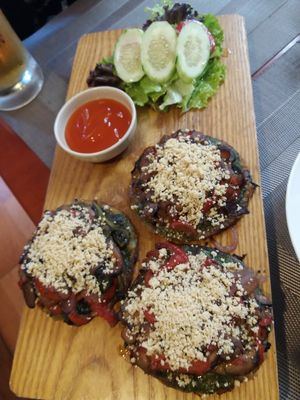 Mini pizzas at The Veg - Organic Vego and Tea in Hanoi