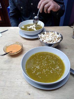 Courgette soup at Flora in Quito