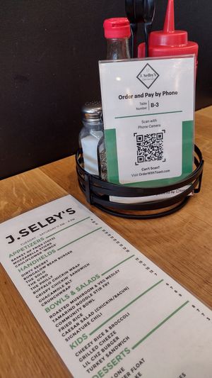 Touchless ordering with a unique QR code for each table. You can add to your order anytime. at J Selby's in St Paul
