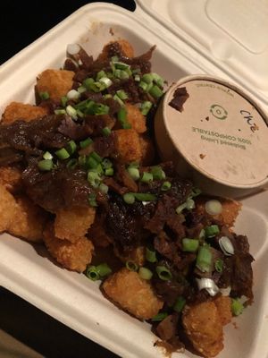 Animal Tots (not on the menu) hold the cheese sauce  at J Selby's in St Paul