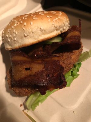 House Made Crispy Chicken Sandwich with bacun  at J Selby's in St Paul