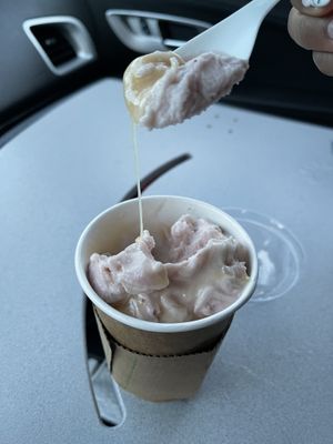 Vanilla soyclone with strawberries and caramel. So good!  at J Selby's in St Paul