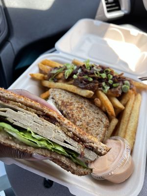 Club Sandwich with animal fries (newly available as a side upgrade!)  at J Selby's in St Paul