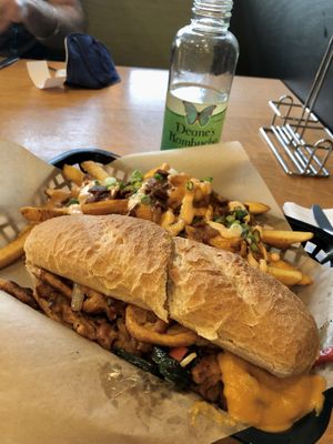 Philly cheese steak and a side of fries    at J Selby's in St Paul