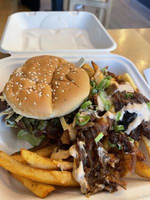 Alamo Burger with animal fries   at J Selby's in St Paul