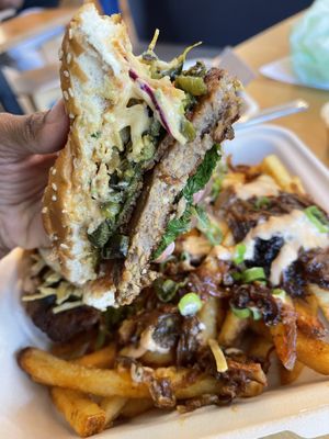 Alamo Burger with animal fries   at J Selby's in St Paul