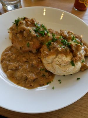 Vegan biscuits and gravy!!! at J Selby's in St Paul