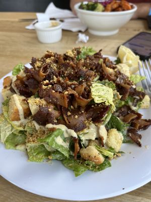 Caesar salad with seitan baconn   at J Selby's in St Paul