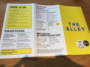 Menu (back) at The Alley in Melbourne