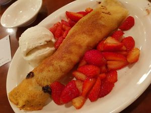 Chocnaca crunch plantcrepe w added strawberries at The Pancake Parlour - Melbourne Central in Melbourne