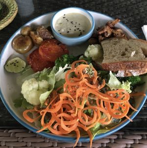 Vegan breakfast 48k (bread was a bit too crunchy and dry, but otherwise it was yummy) at Herb Library  in Ubud