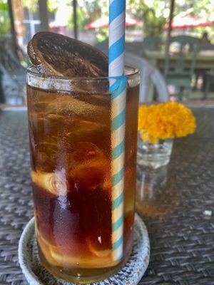 Ginger, lemongrass and orange herbal iced tea   at Herb Library  in Ubud