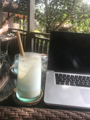 Golden milk (with coconut and turmeric)  at Herb Library  in Ubud