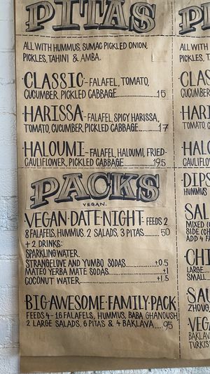 Menu  at Just Falafs in Fitzroy North