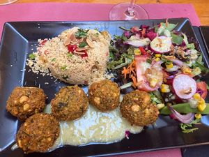 Vegan falafel with tabbouleh    at La Esterella in Lagos