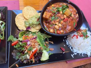 Vegan chilli with guacamole   at La Esterella in Lagos
