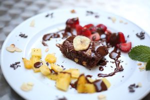 vegan brownie at La Esterella in Lagos