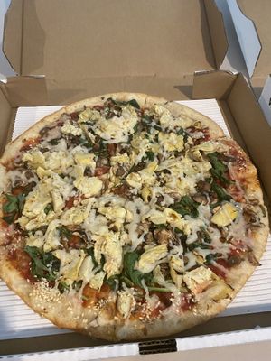 Artichoke and sun dried tomato  at Soly's Pizza in Vancouver