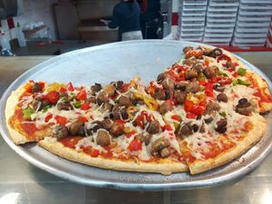 Spicy mushroom pizza at Soly's Pizza in Vancouver