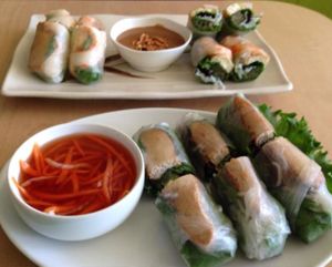 two kinds of spring rolls at Happy Veggie in Redondo Beach