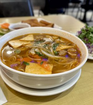 Spicy Royal Noodle Soup  at Happy Veggie in Redondo Beach