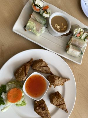 Fresh rolls & chicken drumsticks   at Happy Veggie in Redondo Beach