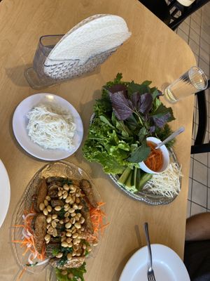 This is so good! Chefs Special crispy vegan fish and veggies to wrap like giant spring rolls by yourself   at Happy Veggie in Redondo Beach