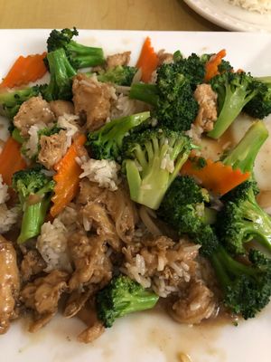 Chicken & broccoli  at Happy Veggie in Redondo Beach