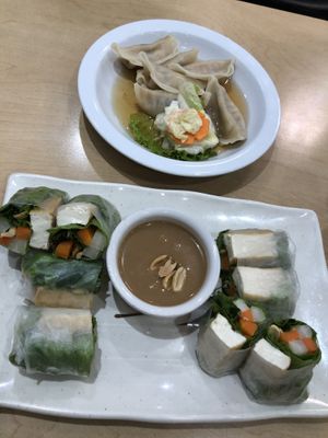 Dumplings and rolls  at Happy Veggie in Redondo Beach