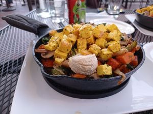 Wild skillet with tofu and cashew cheese at Wild Root Cafe in Boise