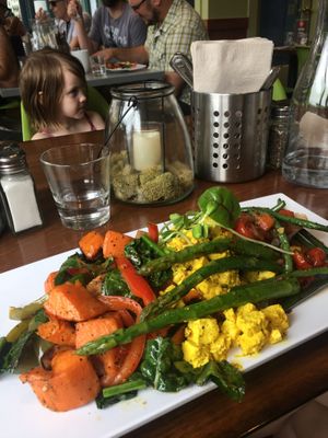 Awesome vegan option egg egg (Tofu scramble with roasted veggies) yum!   at Wild Root Cafe in Boise