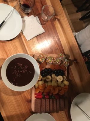 Chocolate fondue at 10 Cable Street Vegan Fondue night at 10 Cable St in East London