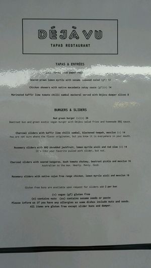 many vegan items on the menu  at Dejavu in Northbridge