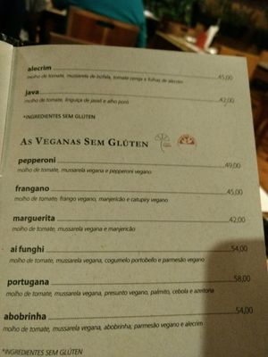 vegan options gluten free at Galpao da Pizza in Sao Paulo