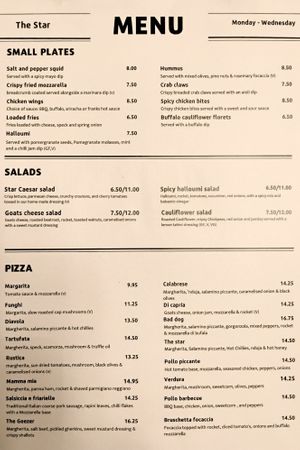 Menu as of January 2026: Despite no longer mentioning it, vegan cheese was still an option for pizzas at £2.50 extra at The Star Inn in South East London