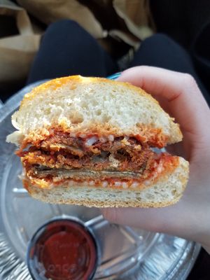 Vegan eggplant parm at Little Nook Cafe in West Sayville