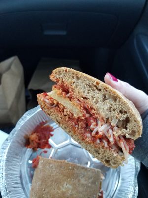 Vegan seitan parm at Little Nook Cafe in West Sayville