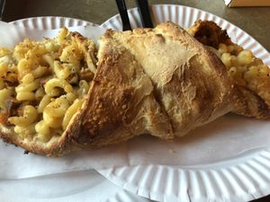 Mac roll with buffalo seitan at Little Nook Cafe in West Sayville